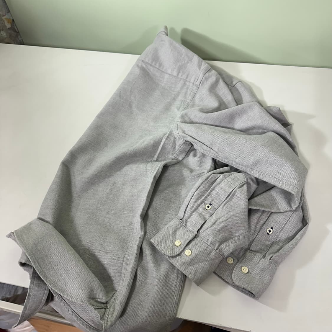 L 헤지스 라이트그레이 기본로고 솔리드셔츠 남방 상품이미지5