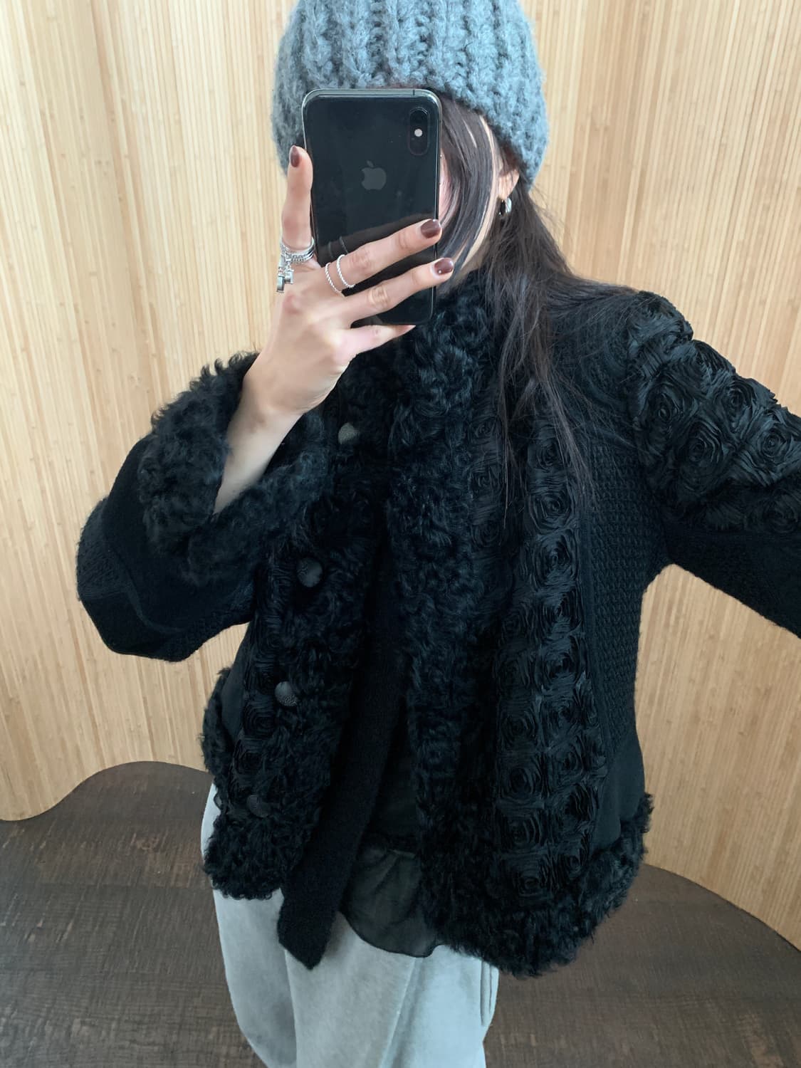 빈티지 블랙 양털 울 자켓 상품이미지3