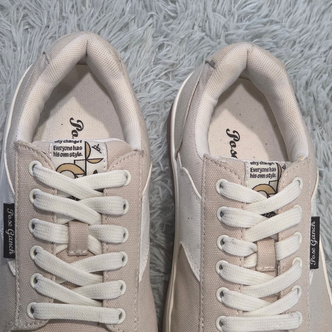 8q-29:Poseganch 포즈갠치 캔버스 스니커즈 베이지 (235) 상품이미지5