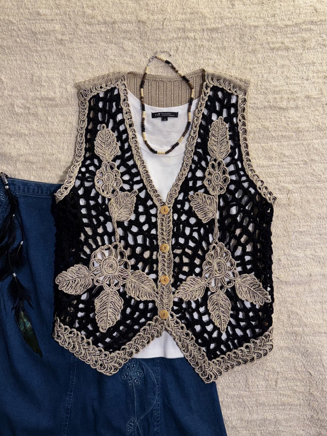 Bokashi Floral Crochet Vest 0255 상품이미지1
