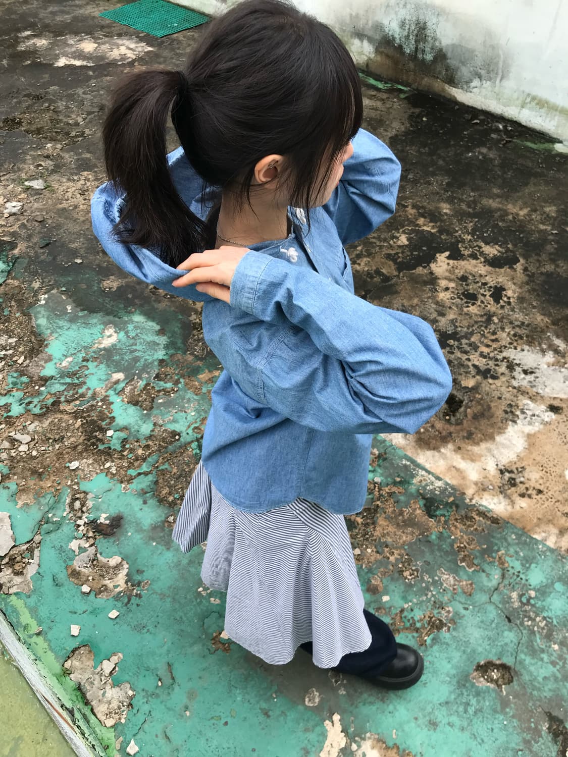 Spirit House Vintage 데님 후드 셔츠 상품이미지4