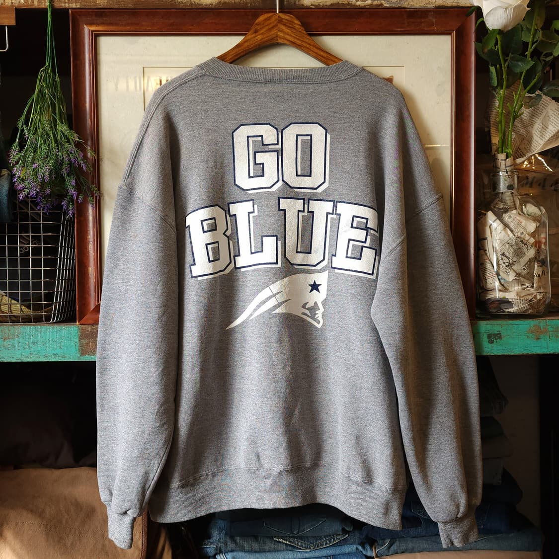 90s 러셀 맨투맨 스웻셔츠 레벨 풋볼 빈티지 레터링 그레이 상품이미지2