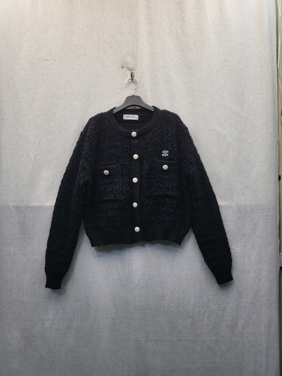 셀린느 블랙 트위드 가디건 상품이미지1