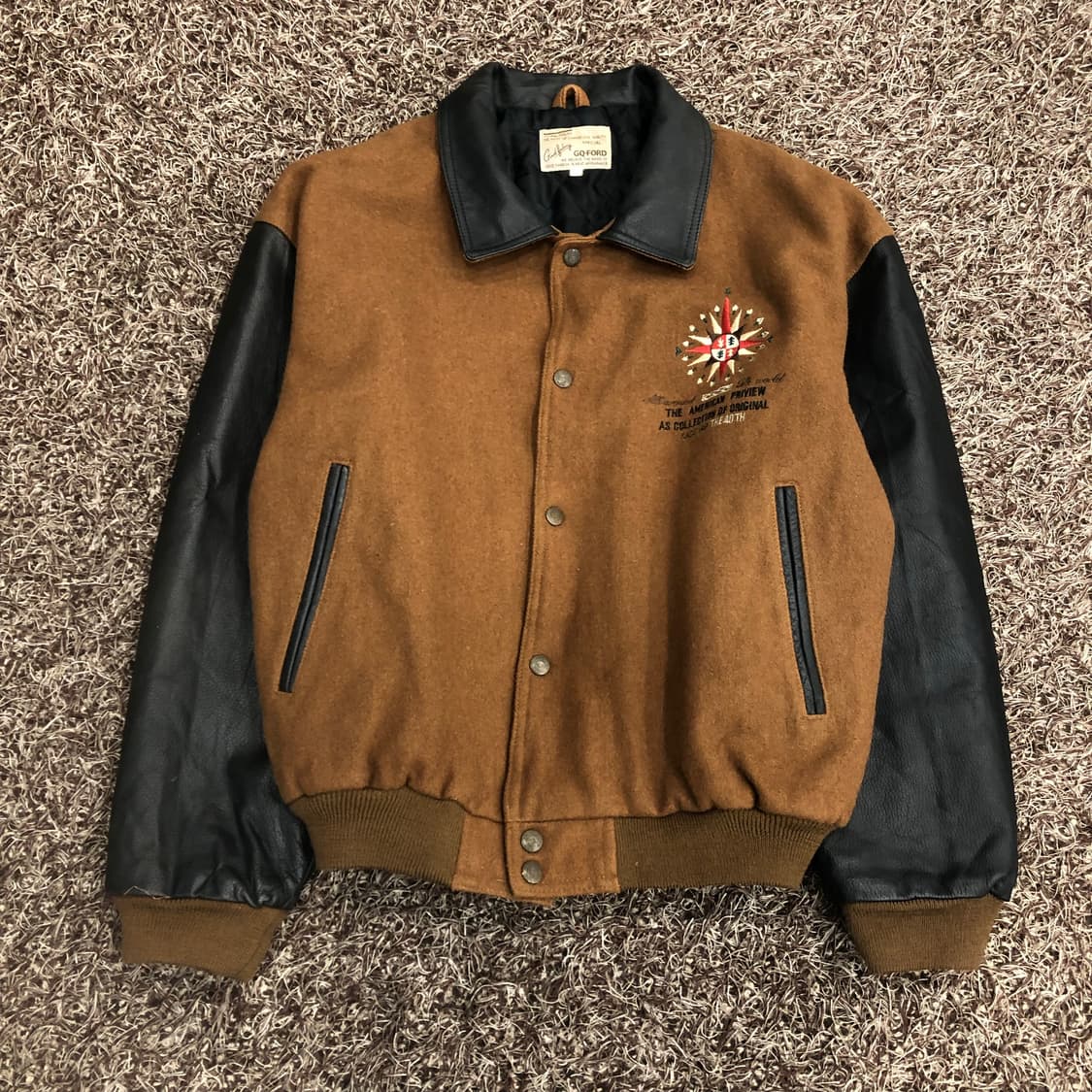 JPN 빈티지 고포드 울 소가죽 레더암 바시티 자켓  상품이미지1