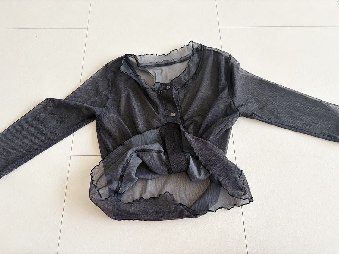 mesh frill button top 상품이미지2