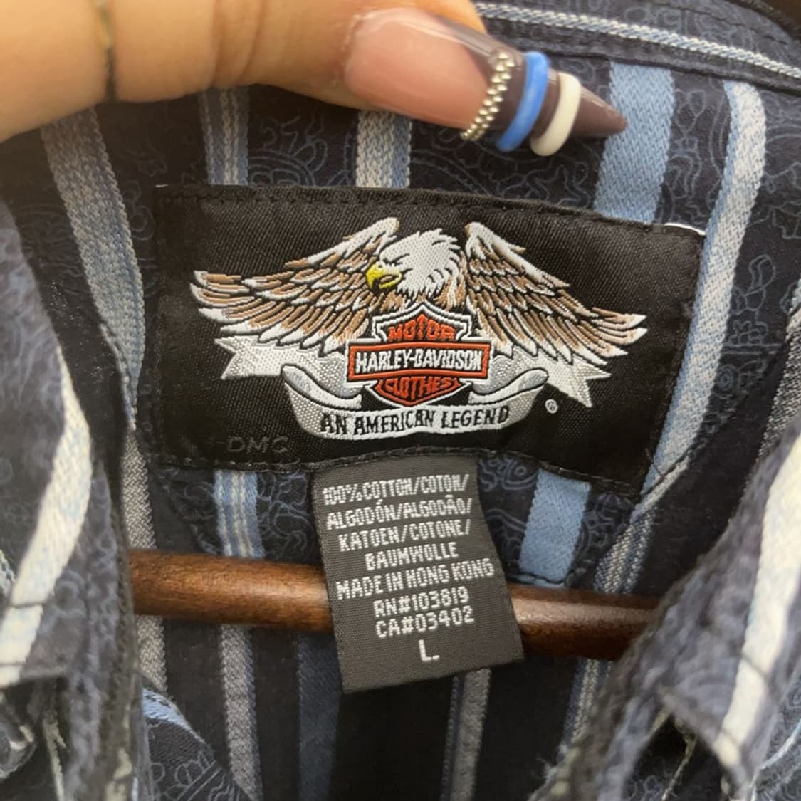 할리 데이비슨 올드스쿨 스트릿 페이즐리 스트라이프 셔츠 L C07886 상품이미지6