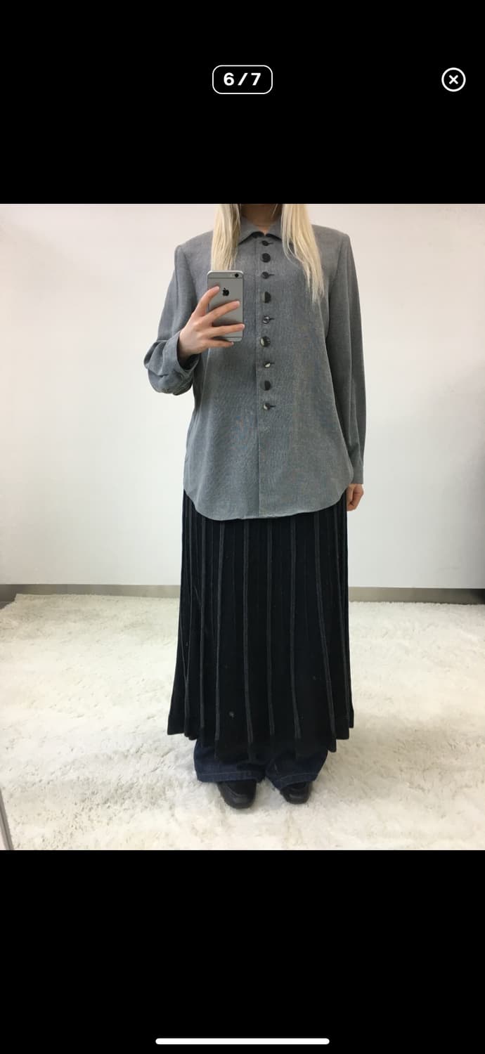 일본 빈티지 그레이 버튼 셔츠 상품이미지5