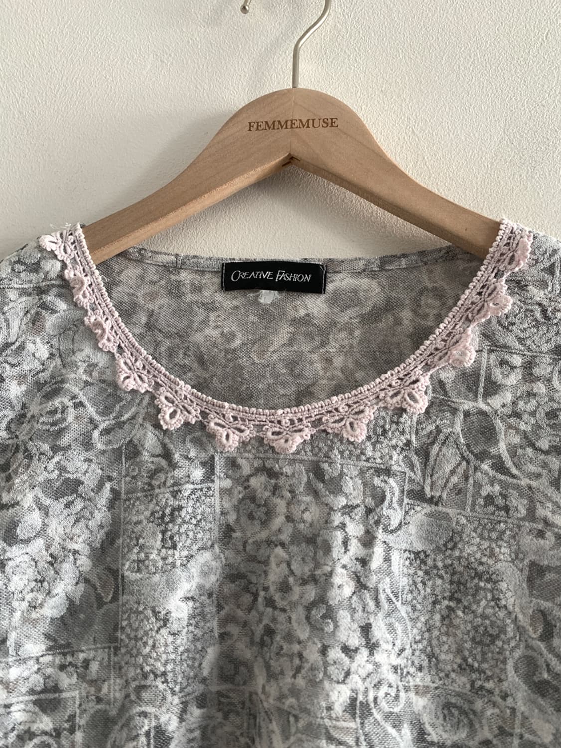 Lace Collar Pattern Blouse T 상품이미지3