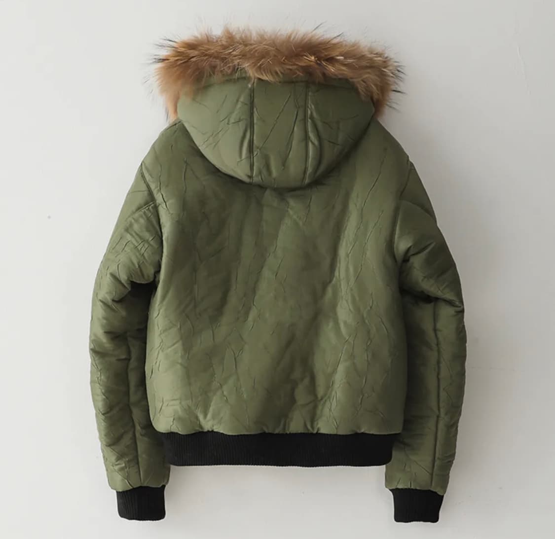 블루썬플라워 라쿤 트리밍 봄버 패딩 상품이미지2