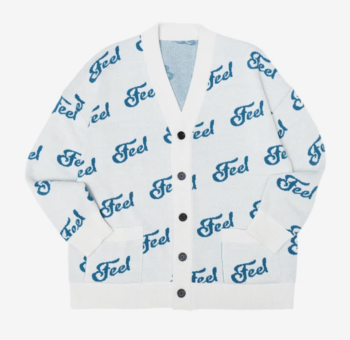 필이너프 레터링 가디건 100~105 상품이미지1