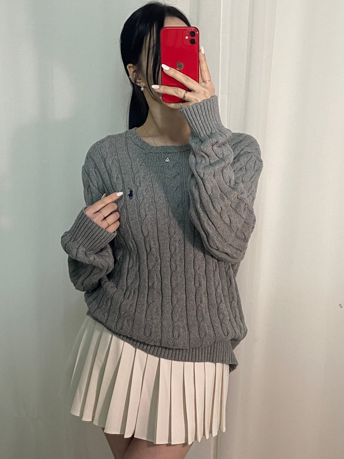 폴로 꽈배기 그레이 포니 니트 상품이미지3