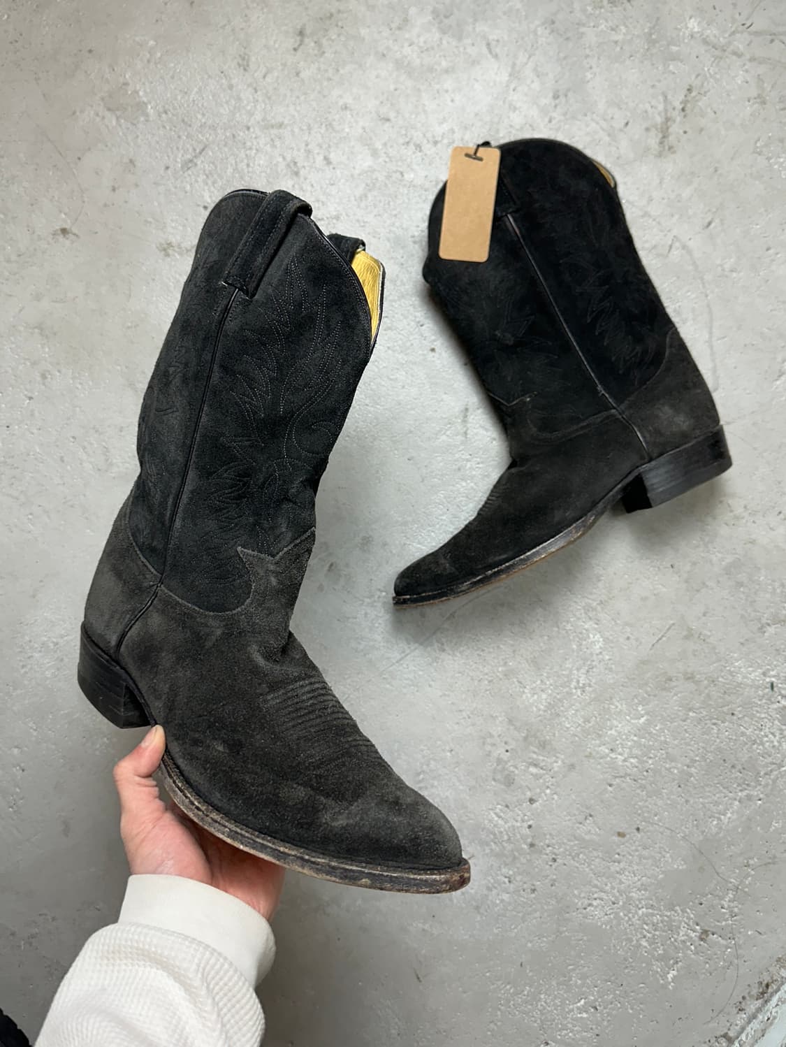 90's USA 토니라마 러프아웃 스웨이드 카우보이 웨스턴 부츠 상품이미지1