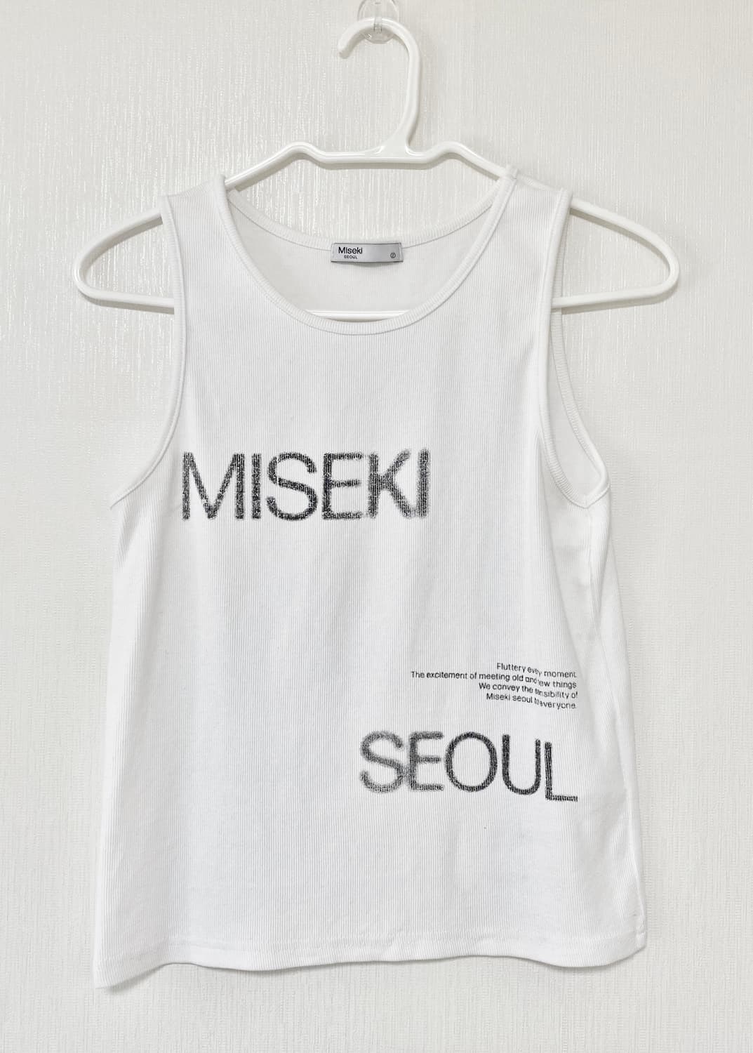 미세키서울 로고 슬리브리스 나시 화이트 Logo crop sleevele 상품이미지1