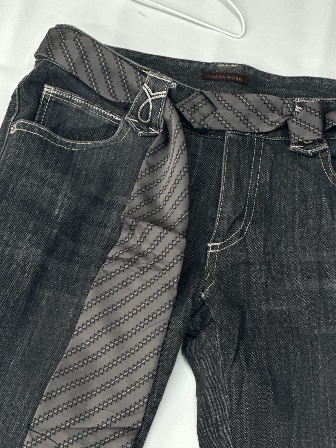 ⛓️TRANS WORK 로우라이즈 부츠컷 데님 팬츠 세트⛓ 넥타이 벨트  상품이미지3