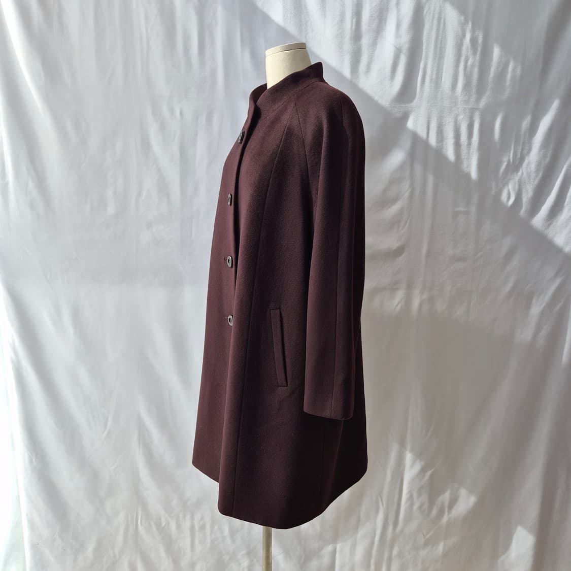 LEPORTE 캐시미어100% 버건디 하이넥 롱코트 상품이미지2