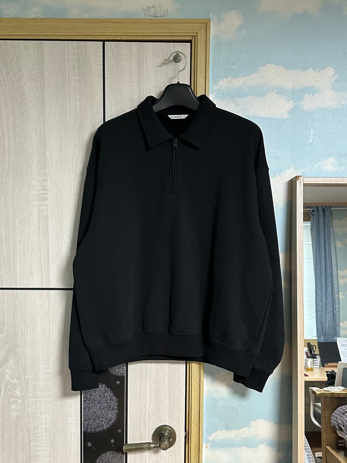 (3) 블랭크룸 하프 집 스웻 셔츠_BLACK 상품이미지2