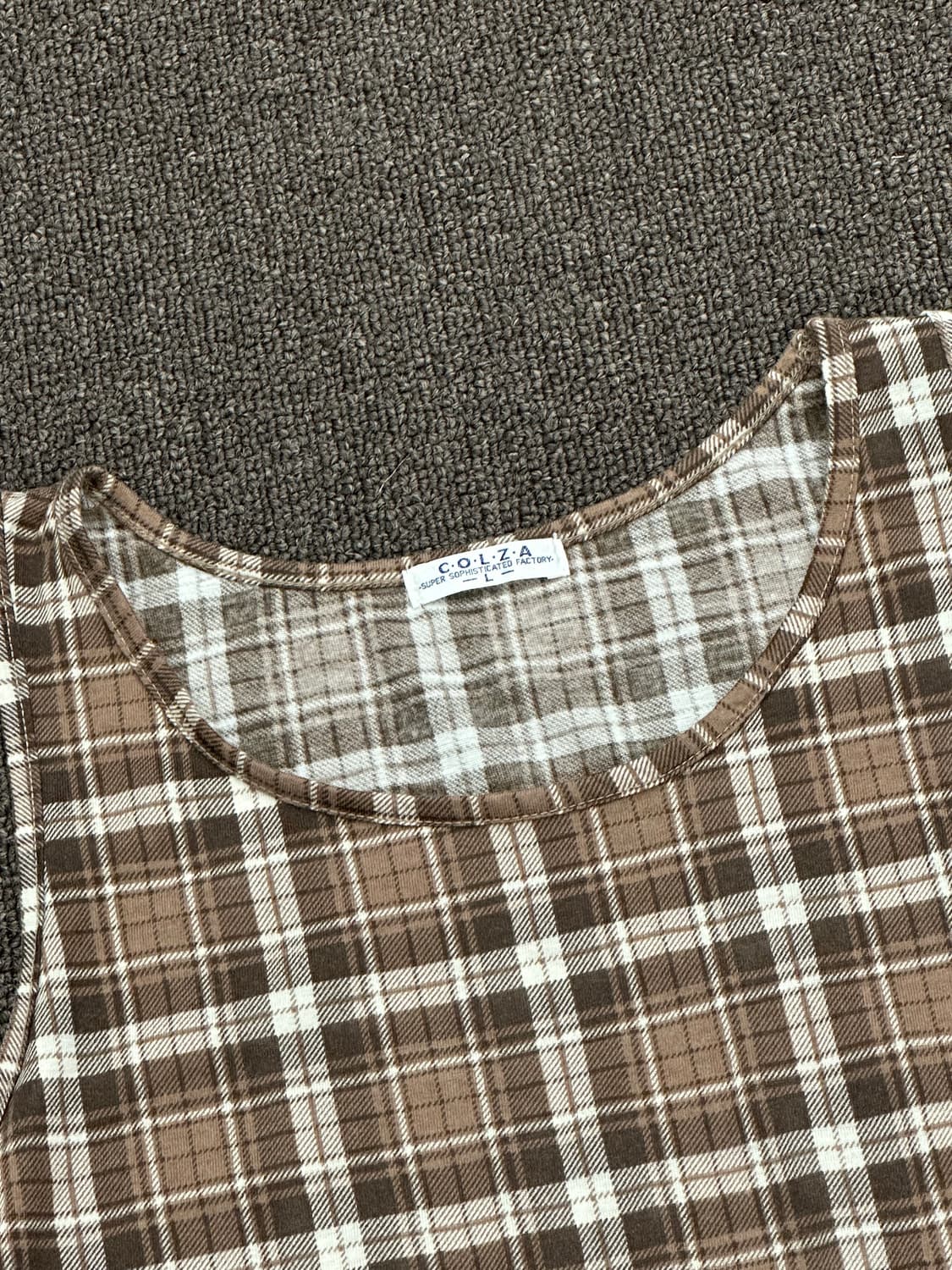 L)COLZA vintage 여성 타탄체크 브라운 나시 상품이미지3