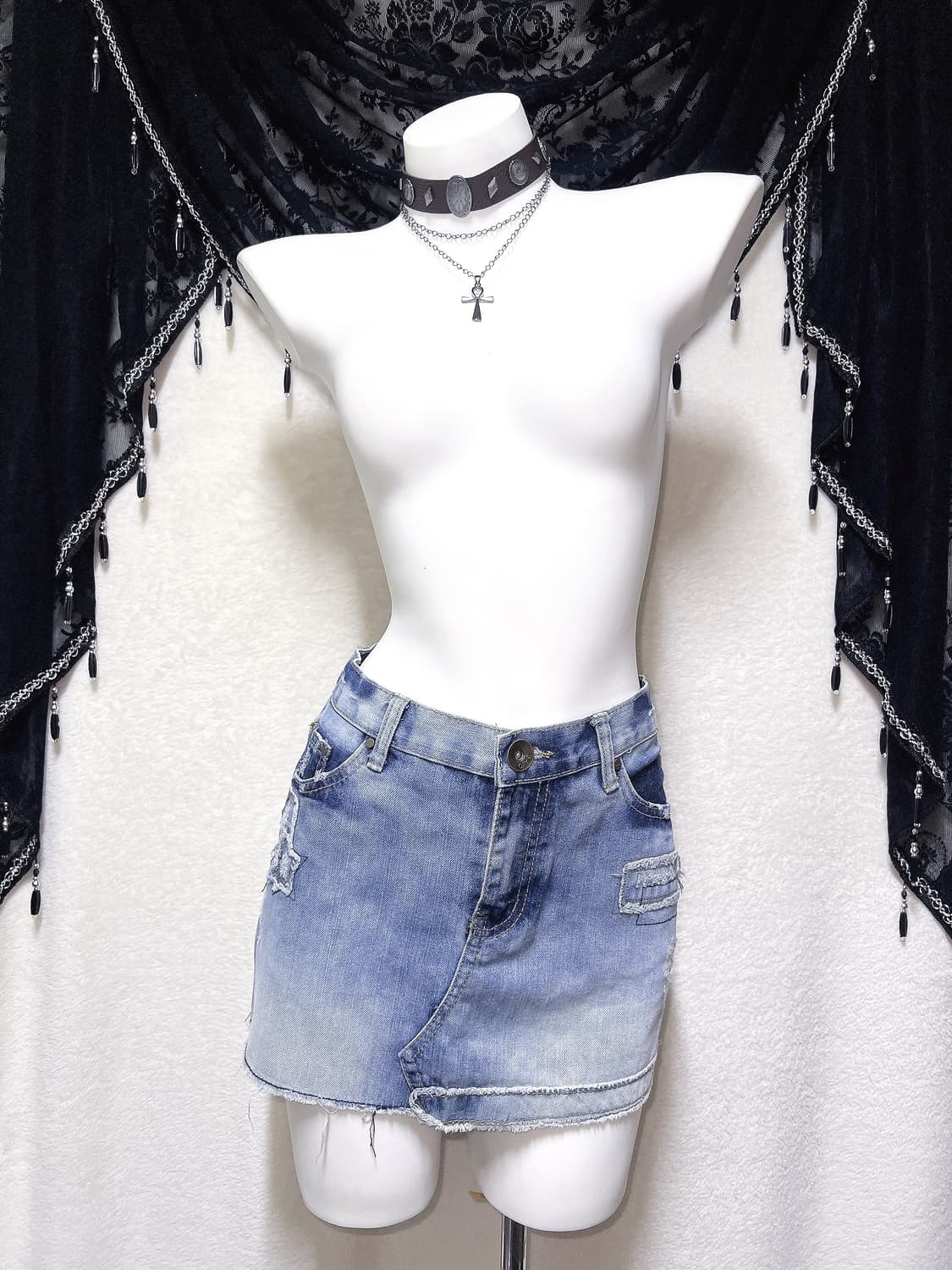 오네갸루 y2k 와투케 그런지 00 펑크 핀터 데님 미니스커트 청치마 상품이미지9