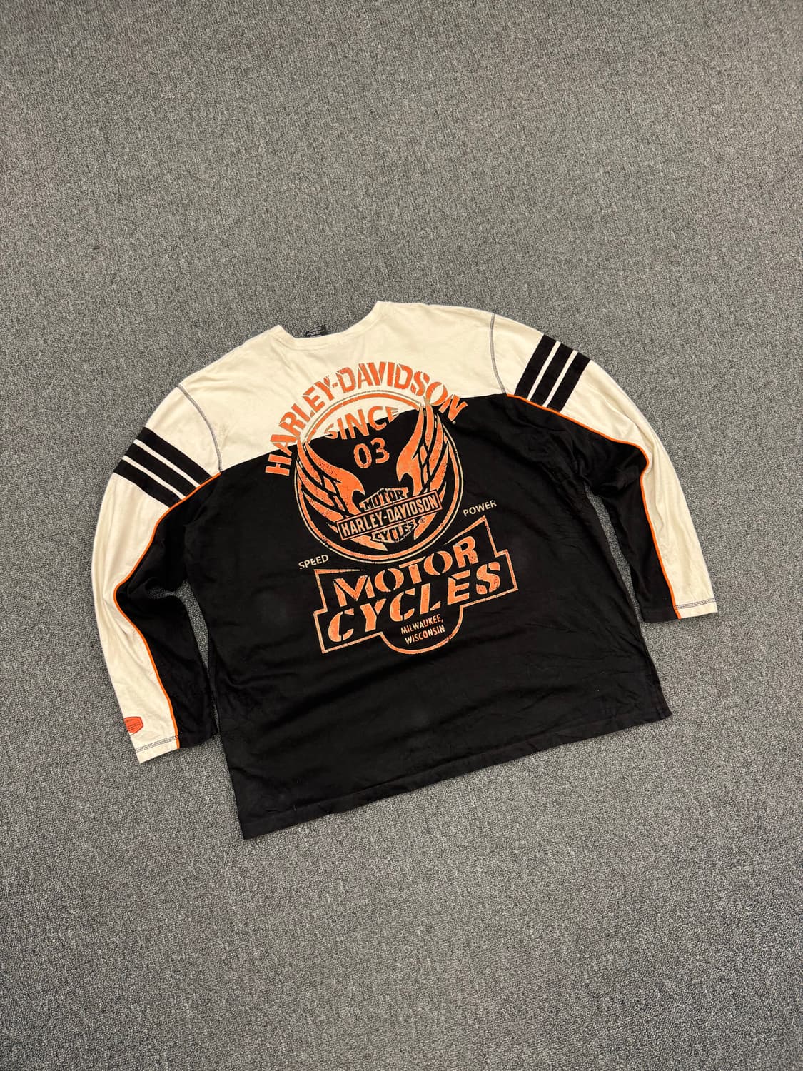 3XL)할리데이비슨 빈티지 MILWAUKEE 프린팅 투톤 롱슬리브 상품이미지9