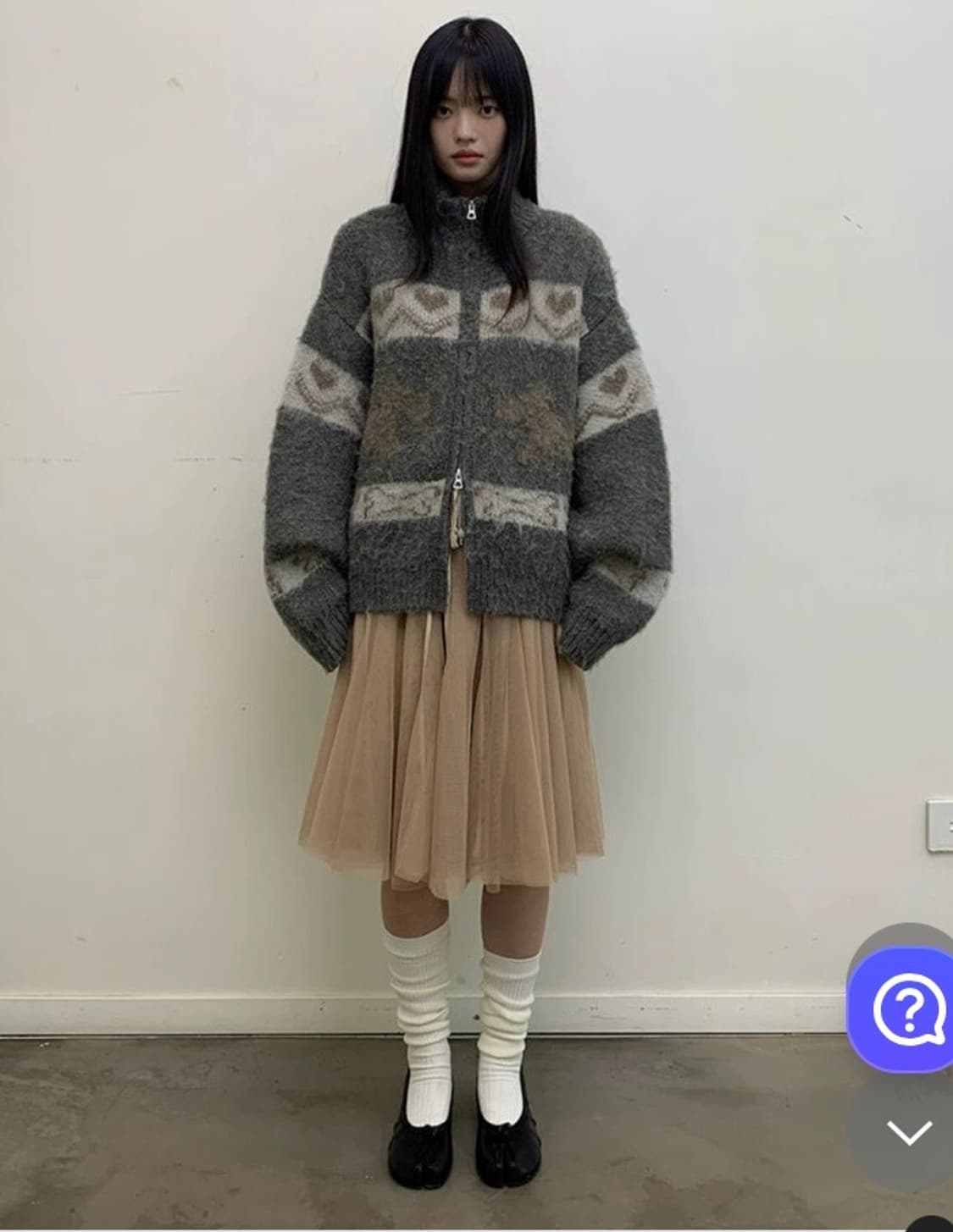 올드런드리 자카드 니트집업 상품이미지3