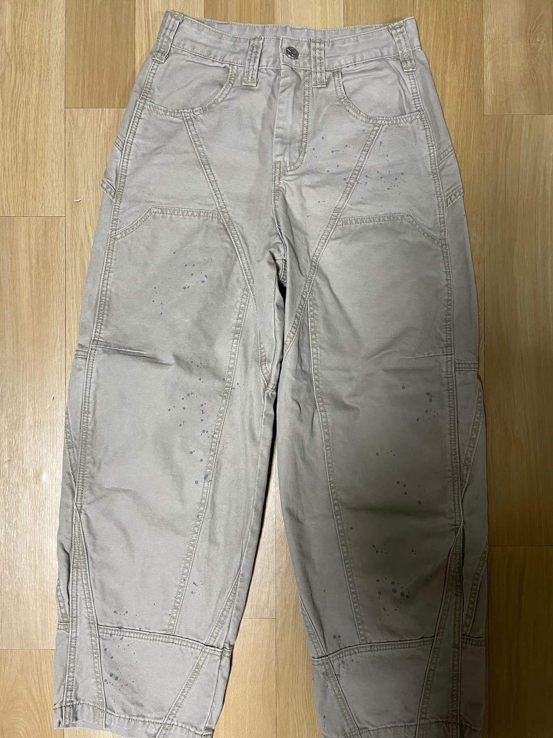 노매뉴얼 페인티드 더블니 팬츠 워시드베이지 S[29] 상품이미지3