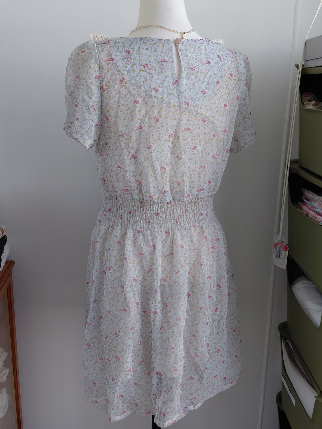 [빈티지] 레이스 칼라 플라워 쉬폰 원피스 상품이미지3