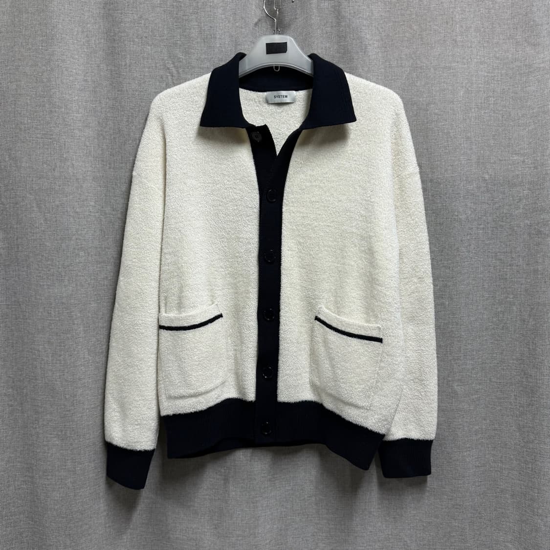 [105/루즈핏] 시스템옴므 부클 배색 카라 가디건 상품이미지1