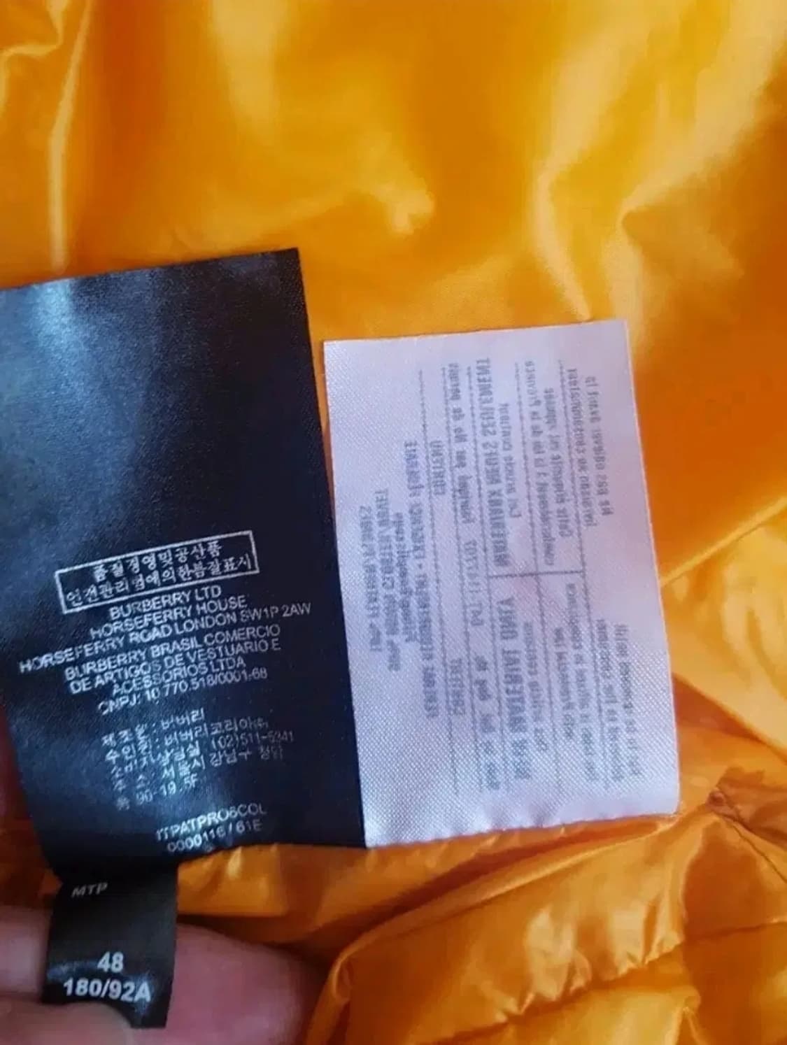 [48] 버버리 프로섬 오렌지 2중 구스 다운 자켓 패딩 XL 상품이미지10