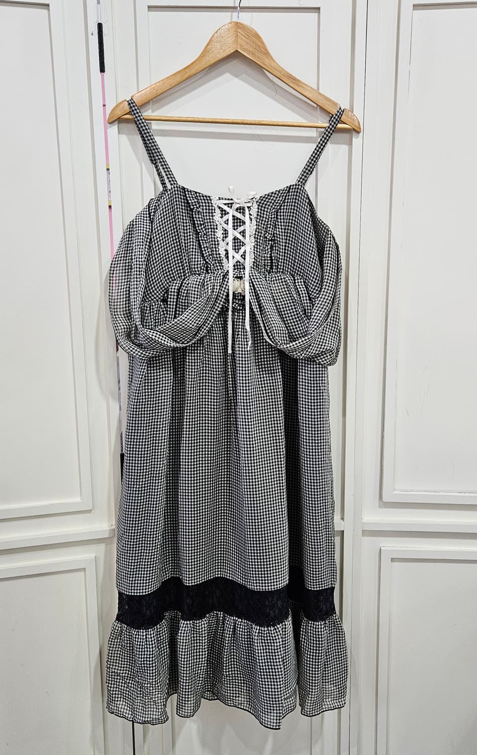 엑시즈팜(Axes Femme) 깅엄체크 레이스 원피스 상품이미지2