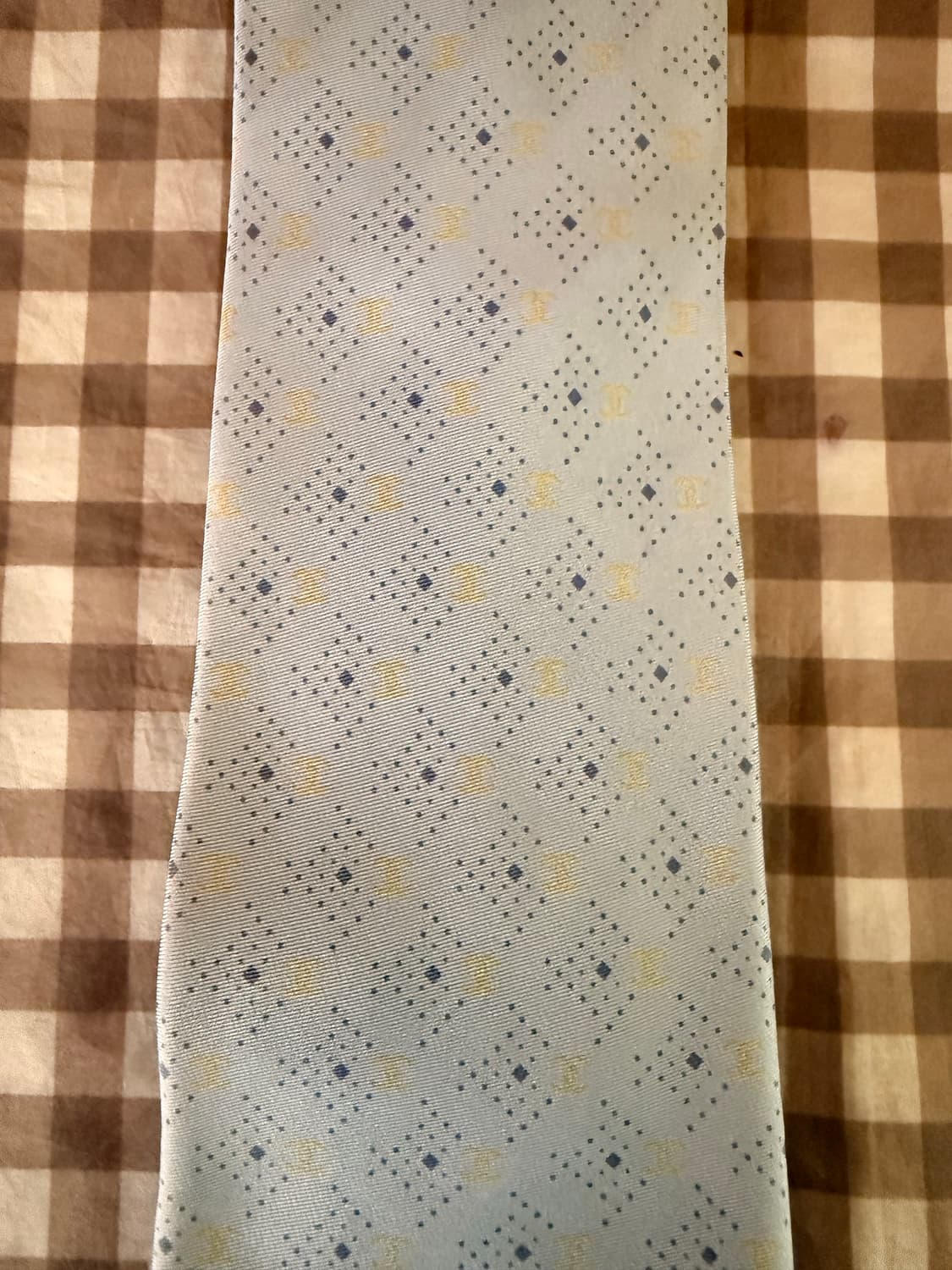 샤넬 실크 넥타이 하늘색 패턴 상품이미지5