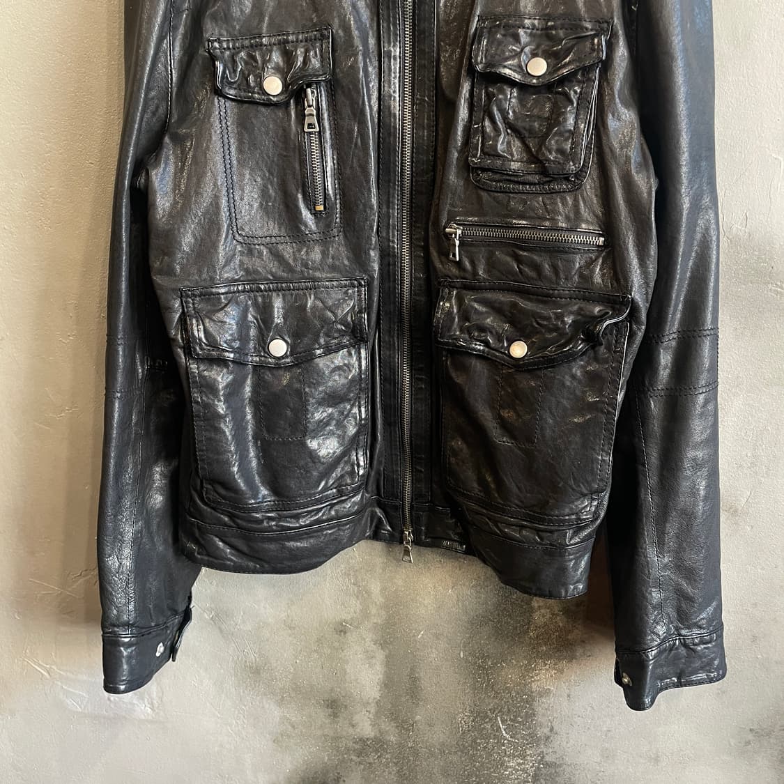 워시드 레더 자켓 상품이미지4