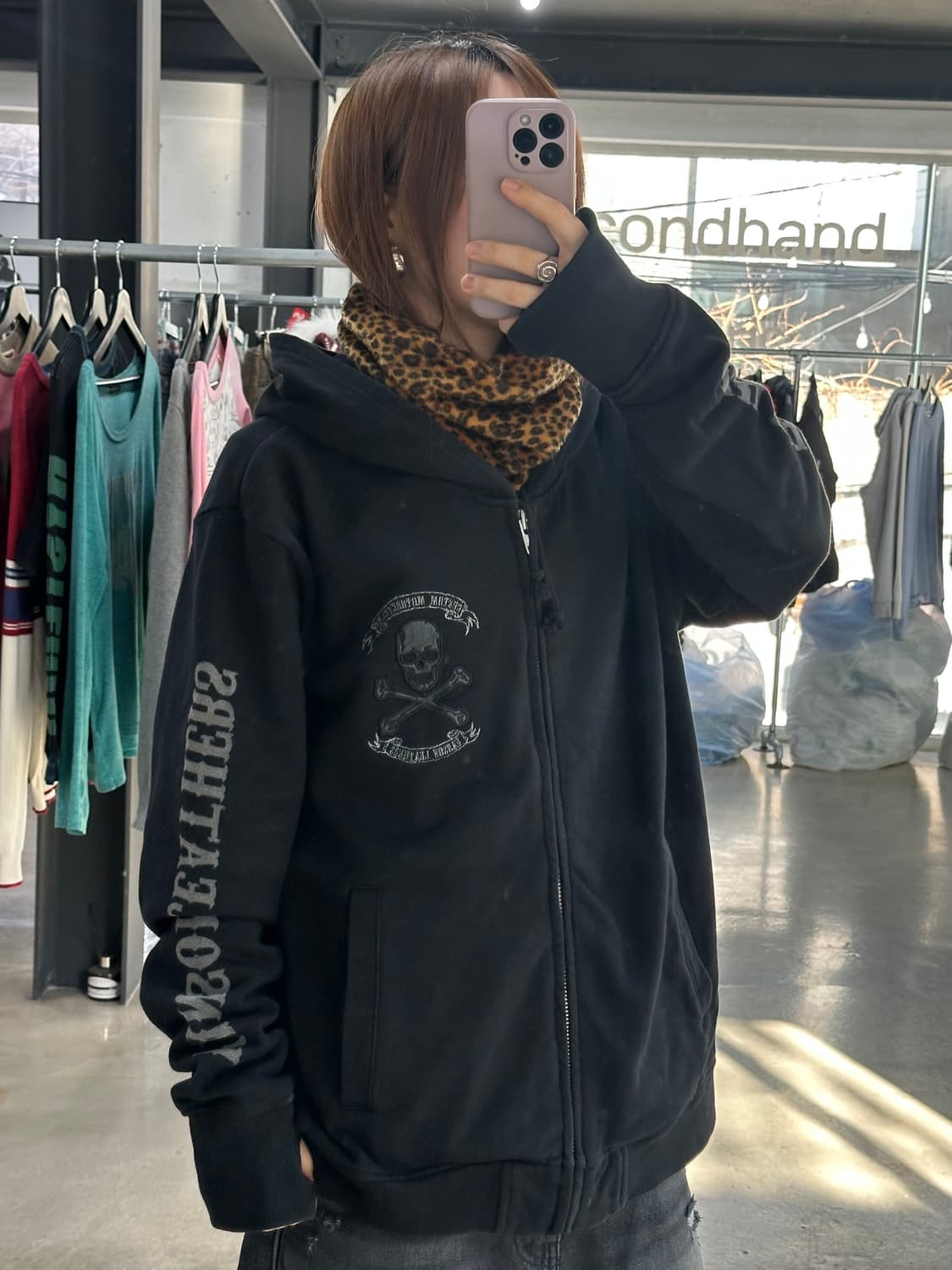 벤슨 스컬 넥핸드워머 레더호피 후드자켓 상품이미지1