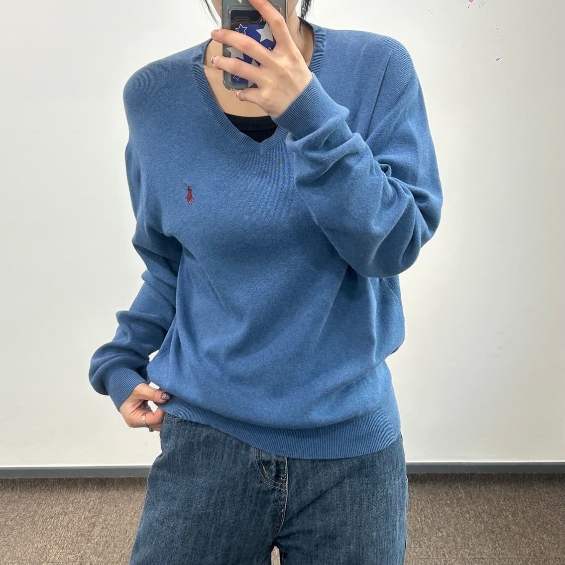 Polo 폴로 레드포니 블루 브이넥 니트 상품이미지2