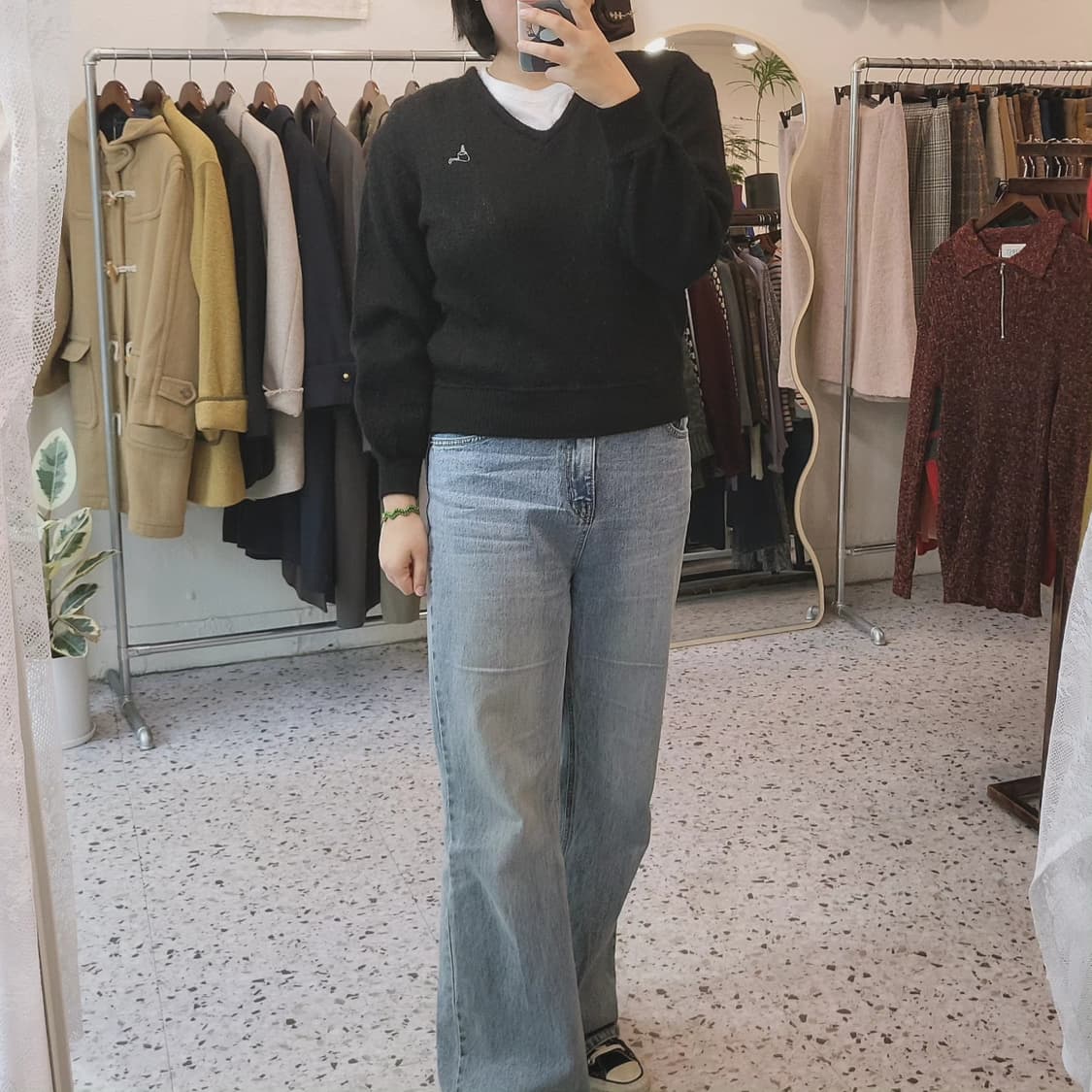 Troy bros 뉴울 블랙 브이넥 니트 상품이미지9