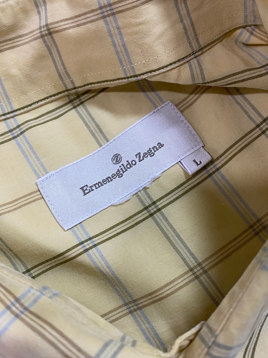 에르메네질도 제냐 버튼 다운 체크 코튼 셔츠 옐로우 L 상품이미지3