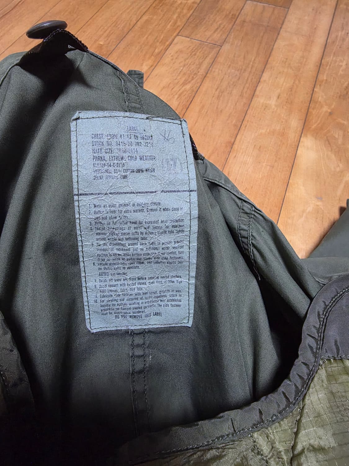 M65피쉬테일 개파카 오리지널 판매합니다. 상품이미지5