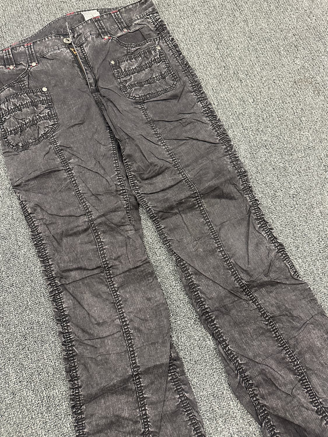 32) 재패니즈 빈티지 셔링 디테일 부츠컷 플레어진 상품이미지3