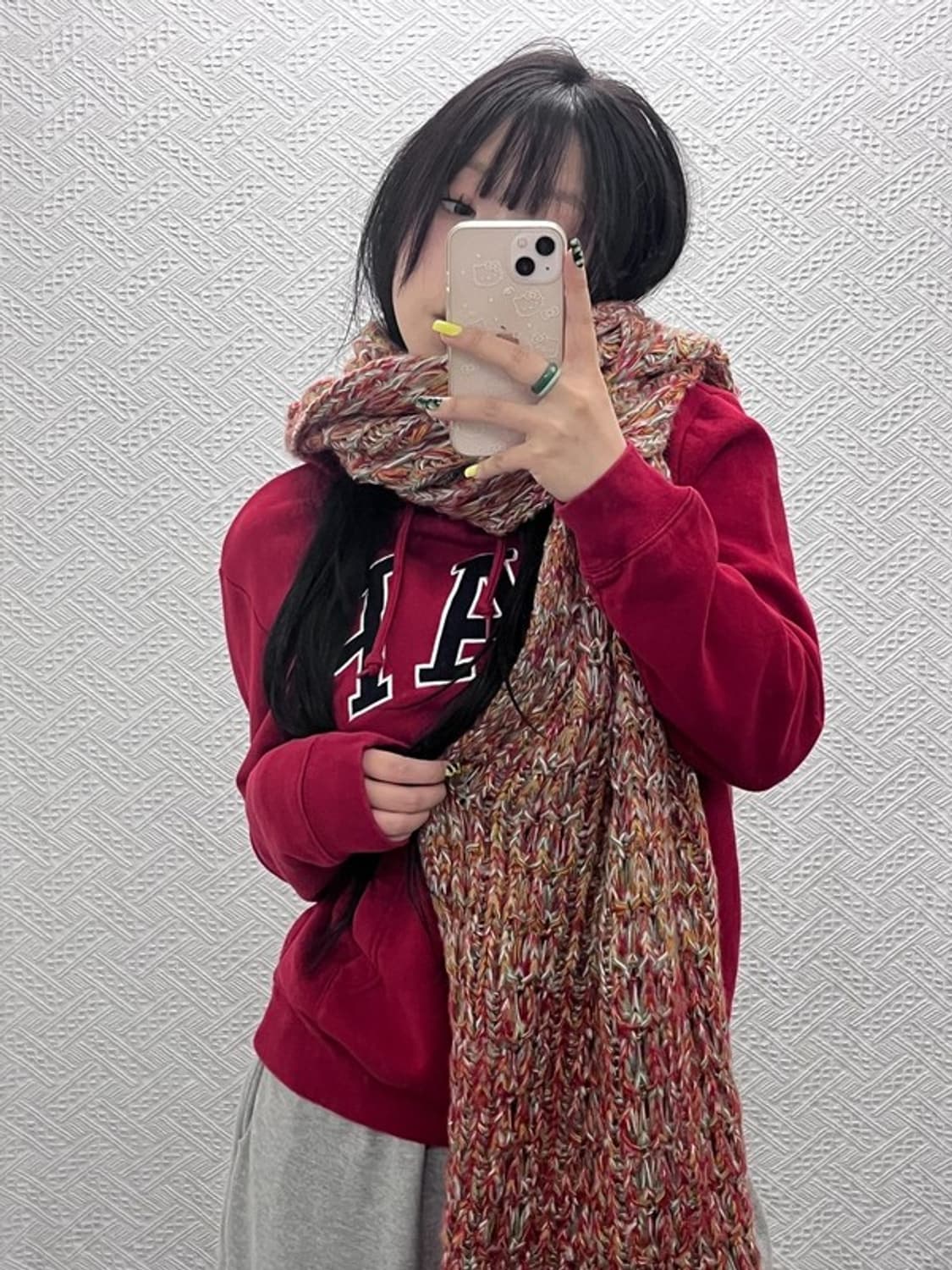 빈티지 키치 멀티컬러 니트 뜨개 목도리 C07516 상품이미지1