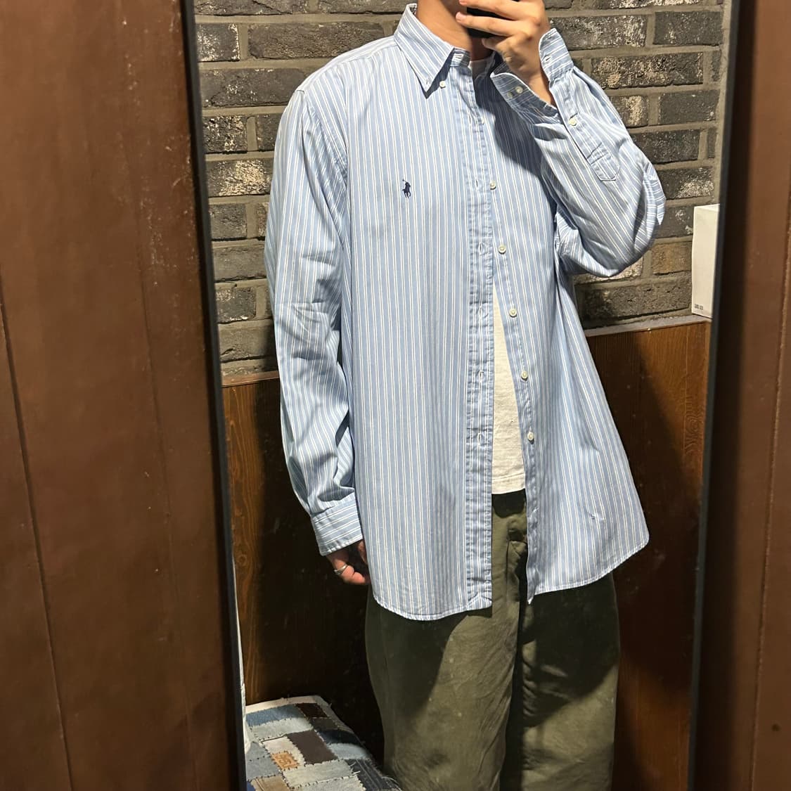 XXL) 폴로 랄프로렌 클래식 블루 스트라이프 셔츠 상품이미지9