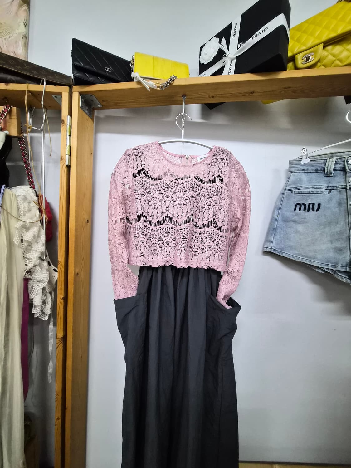 바스락 포켓 끈 원피스. 수입레이스 상품이미지2