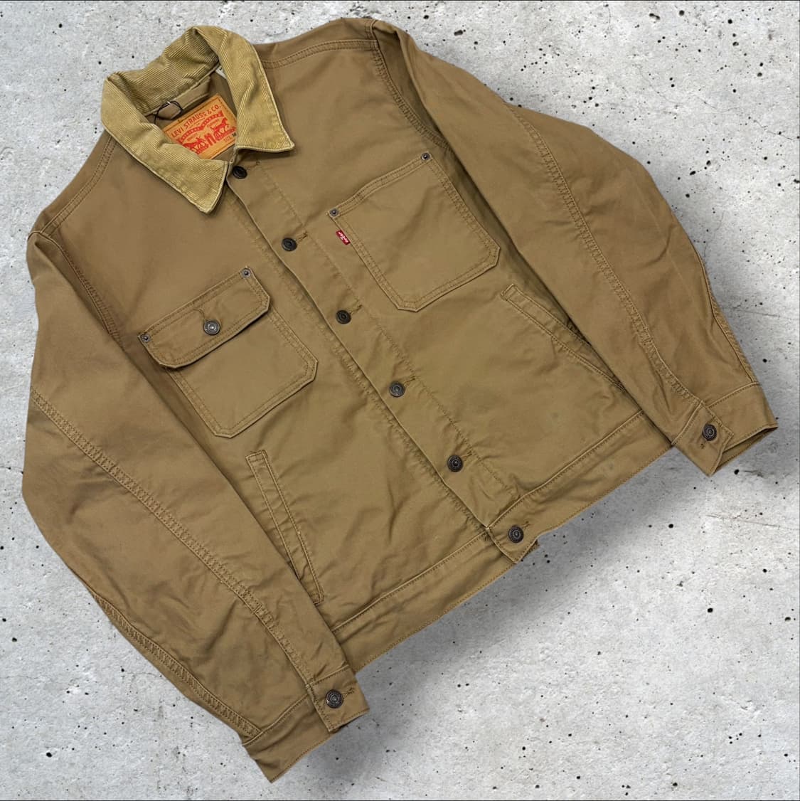 [M] 리바이스 브라운 코듀로이 카라 포켓 워크 자켓 D777 상품이미지1