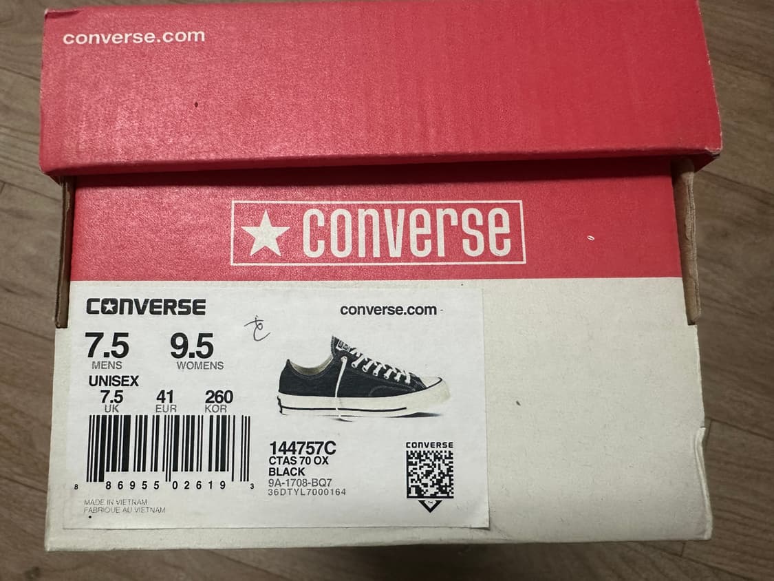 컨버스 척테일러70 블랙 로우260 새상품 상품이미지5
