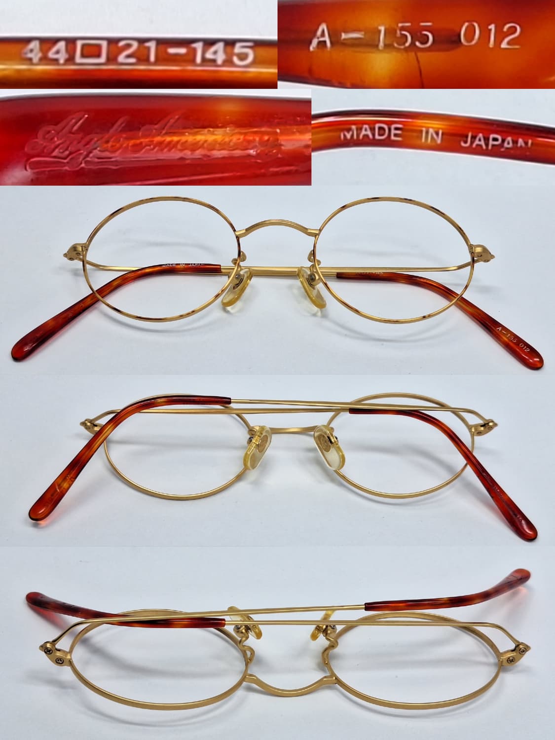 앵글로 아메리칸 A-155 골드 안경 안경테 44ㅁ21/영국 빈티지 일본 상품이미지5