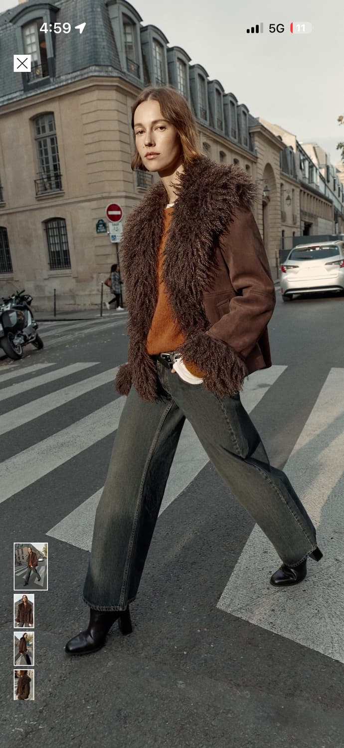 자라 퍼 트리밍 무스탕 L 페이크 퍼 더블 페이스드 점퍼 상품이미지1