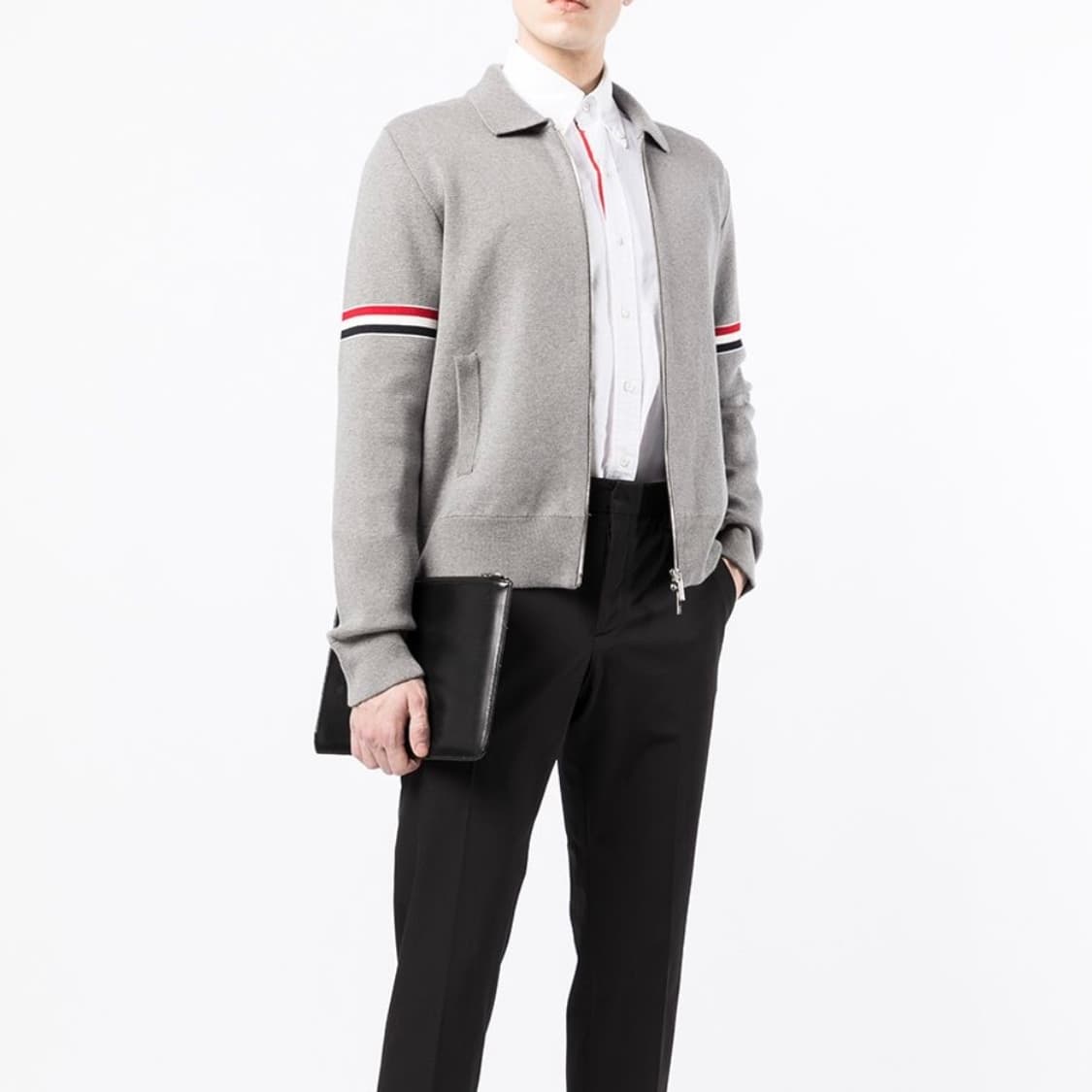 [S+급/3] 톰브라운 암밴드 밀라노스티치 니트 집업 자켓 그레이 상품이미지8