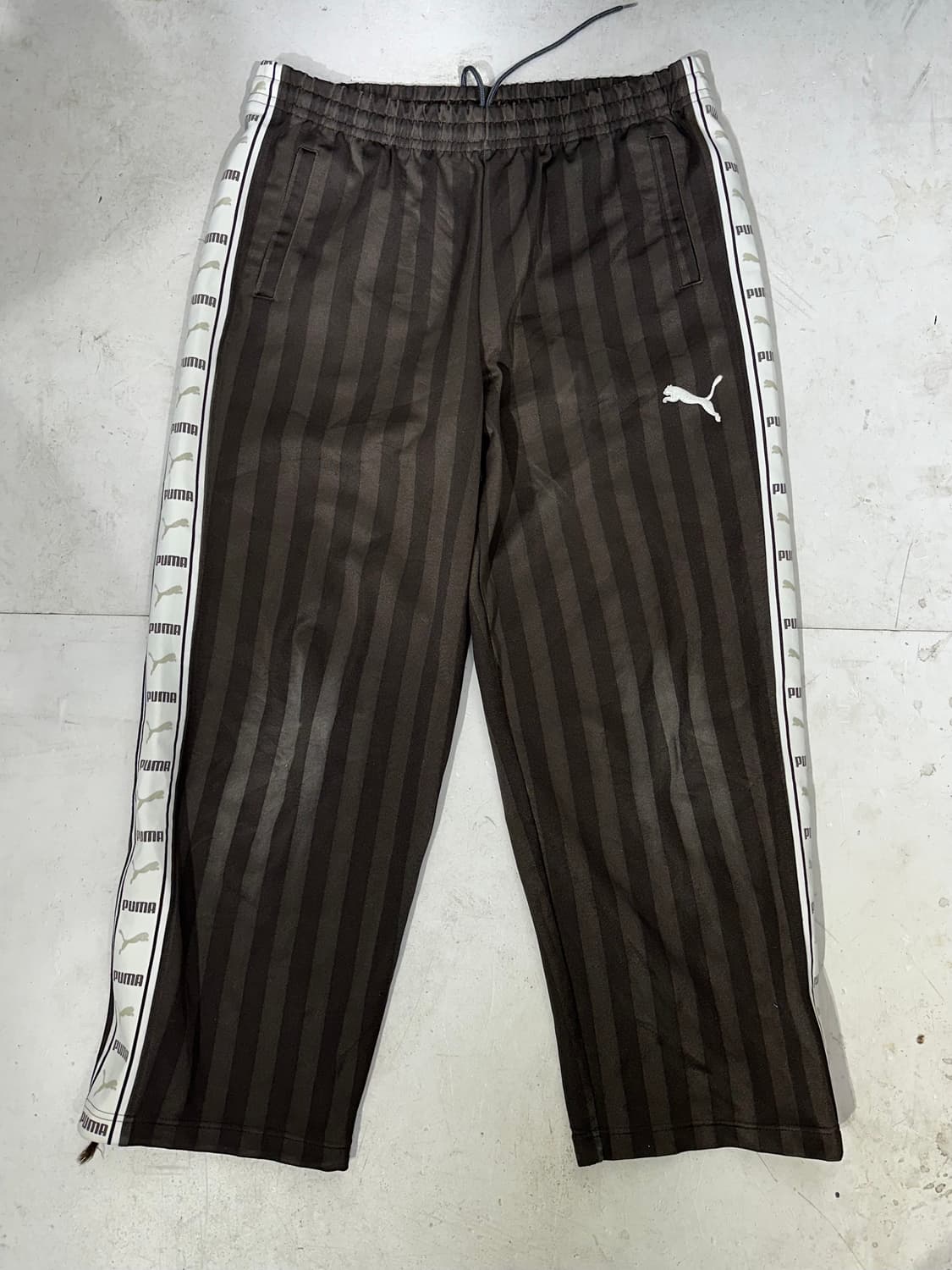 푸마 브라운 와이드 화이트 사이드 라인 추리닝 바지 트레이닝 팬츠 M 상품이미지4
