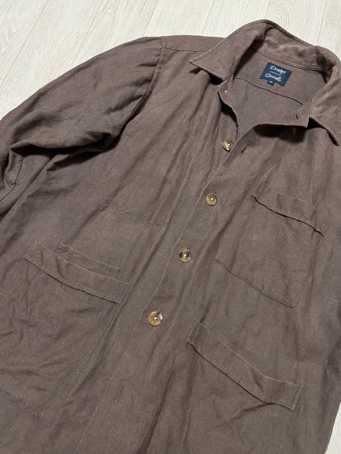 드레익스x카멜 린넨 오버셔츠 브라운 M 상품이미지4