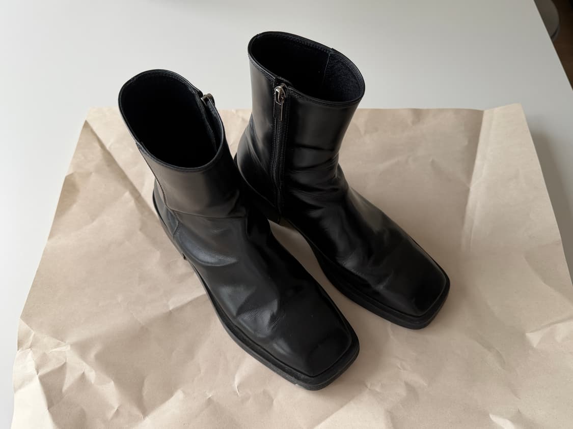 (240) HUMANT 후망 야베스 / 블랙 레더 앵클 부츠 스퀘어토 상품이미지3