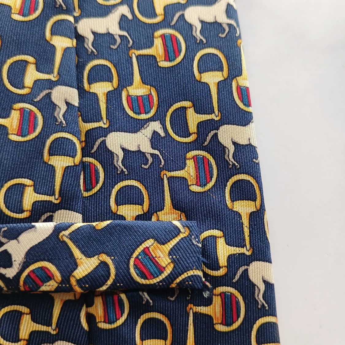 란셀 실크 네이비 승마 모티브 넥타이 9.9cm B등급 A18678 상품이미지8