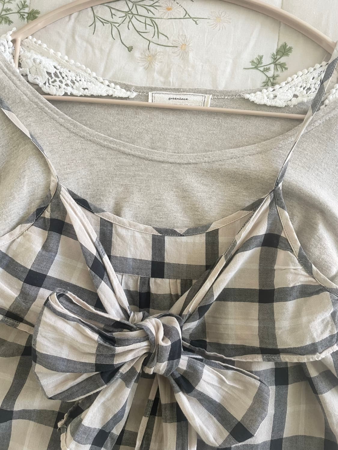 모리걸 빈티지 체크 나시 레이어드 set 🤍🤎🎀 상품이미지2